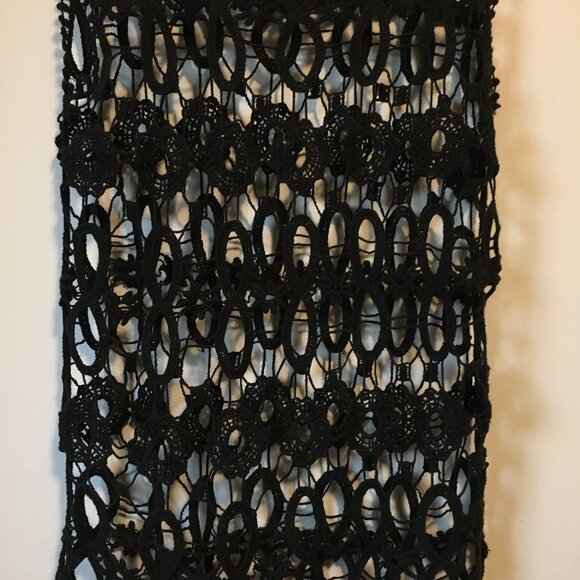 Vintage Bohemian Black Loose Crochet Lace Top - Picture 7 of 15